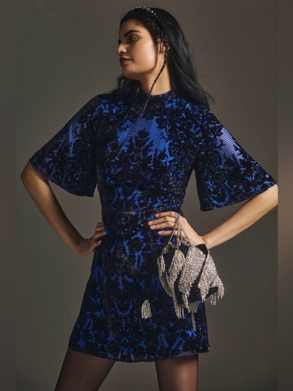 Anthropologie Mock - Neck
Velvet Mini Dress size 4 - Picture 3 of 9